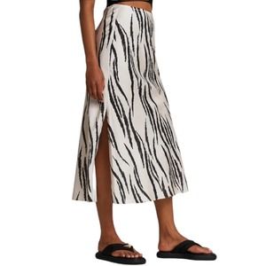 River Island Cream Zebra Bias Midi Skirt - NWT